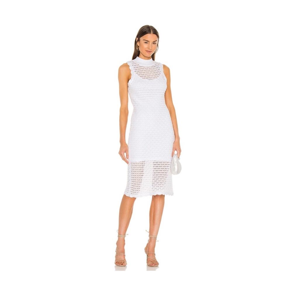 525 Born in BKLYN Crochet Knit Dress – Size Large – Bleach White NEW